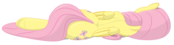 Size: 3000x784 | Tagged: safe, artist:noctrl, fluttershy, g4, back, female, on side, sleeping, solo