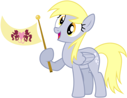Size: 4550x3500 | Tagged: safe, artist:yanoda, derpy hooves, pegasus, pony, g4, rainbow falls, female, flag, hoof hold, mare, ponyville flag, simple background, solo, transparent background, vector