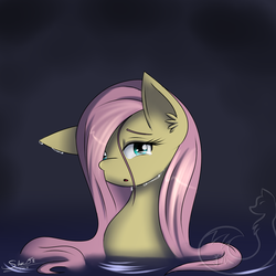 Size: 2000x2000 | Tagged: safe, artist:silverfox057, fluttershy, g4, female, sad, solo