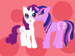 Size: 640x480 | Tagged: safe, artist:zigzaglin, rarity, twilight sparkle, g4, blushing, duo, female, lesbian, ship:rarilight, shipping