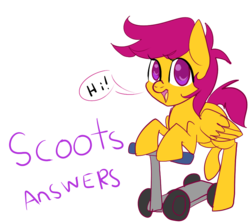 Size: 857x768 | Tagged: safe, artist:scoots-answers, scootaloo, g4, female, scooter, scoots-answers, solo, tumblr