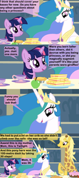 Size: 1120x2520 | Tagged: safe, artist:beavernator, princess celestia, twilight sparkle, alicorn, giraffe, pony, g4, comic, female, mare, sandwich, twilight sparkle (alicorn), wat