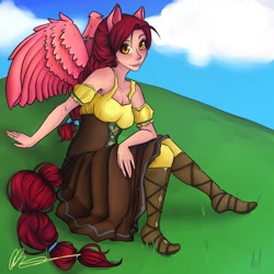 Size: 894x894 | Tagged: safe, artist:nolliemai, oc, oc only, oc:sweetcake, human, eared humanization, humanized, solo, tailed humanization, winged humanization