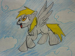 Size: 600x450 | Tagged: safe, artist:fergarcia220, derpy hooves, pegasus, pony, g4, female, flying, mare, solo