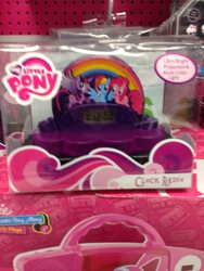 Size: 2448x3264 | Tagged: safe, pinkie pie, rainbow dash, twilight sparkle, alicorn, earth pony, pegasus, pony, g4, clock, clock radio, collectible, female, mare, photo, radio, toys r us, twilight sparkle (alicorn)