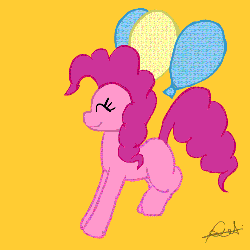 Size: 500x500 | Tagged: safe, artist:mysterimaan, pinkie pie, g4, animated, balloon, cute, female, jumping, solo