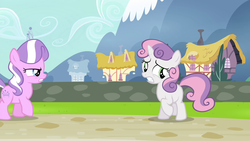 Size: 1280x720 | Tagged: safe, screencap, diamond tiara, sweetie belle, g4, twilight time, angry