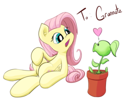 Size: 2709x2185 | Tagged: safe, artist:solipsus, fluttershy, g4, cute, peashooter, plant, plants vs zombies, plants vs zombies 2: it's about time, shyabetes