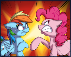 Size: 2604x2107 | Tagged: safe, artist:vicse, pinkie pie, rainbow dash, g4, angry, eyebrows, pinkie promise, rage