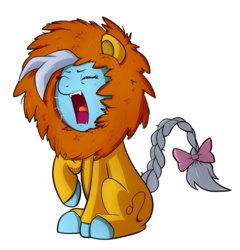 Size: 1230x1283 | Tagged: safe, artist:nolycs, blushing, braid, cute, eyes closed, fangs, leo, open mouth, ponyscopes, raised hoof, rawr, simple background, solo, transparent background, yawn, zodiac