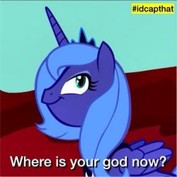 Size: 613x613 | Tagged: safe, princess luna, g4, female, i'd cap that, s1 luna, solo, trollface, where's your god now, younger