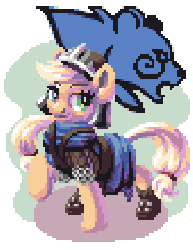 Size: 425x550 | Tagged: safe, artist:pix3m, applejack, g4, crossover, female, gif, non-animated gif, pixel art, simple background, skyrim, solo, the elder scrolls, transparent background