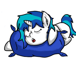 Size: 2400x2400 | Tagged: safe, artist:bassecho, dj pon-3, vinyl scratch, g4, background pony, female, sleeping, solo