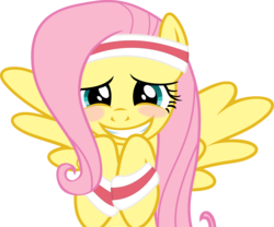 Size: 10800x8979 | Tagged: safe, artist:uxyd, fluttershy, pegasus, pony, g4, hurricane fluttershy, absurd resolution, blushing, female, headband, simple background, solo, transparent background, vector, wristband