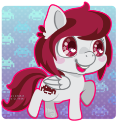 Size: 435x456 | Tagged: safe, artist:miss-glitter, oc, oc only, pegasus, pony, female, mare, solo, space invaders, taito