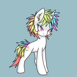 Size: 800x800 | Tagged: safe, artist:artybeat, oc, oc only, pony, unicorn, female, mare, rainbow, solo, spectrum blast