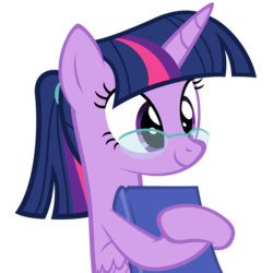 Size: 971x972 | Tagged: safe, artist:zacatron94, part of a set, twilight sparkle, alicorn, pony, adorkable, alternate hairstyle, book, cute, dork, female, glasses, mare, nerd pony, ponytail, simple background, smiling, solo, transparent background, twilight sparkle (alicorn), twilight's professional glasses, vector