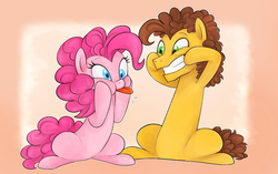 Size: 1237x776 | Tagged: safe, artist:mn27, cheese sandwich, pinkie pie, g4, female, male, raspberry, ship:cheesepie, shipping, silly face, straight, tongue out