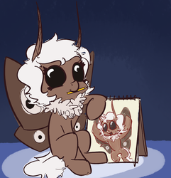 Size: 1280x1330 | Tagged: safe, artist:nobody, oc, oc only, mothpony, original species, notebook, pencil