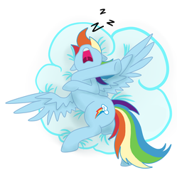 Size: 1000x1004 | Tagged: safe, artist:zari-cat, rainbow dash, g4, female, sleeping, solo