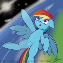 Size: 4921x4921 | Tagged: safe, artist:swigglyswiggly, rainbow dash, g4, absurd resolution, belly button, female, planet, solo, space, sun