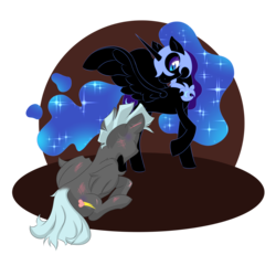 Size: 1600x1600 | Tagged: safe, artist:ansil, nightmare moon, oc, oc:charger, g4, shadowbolts