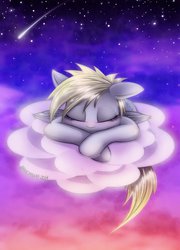 Size: 759x1053 | Tagged: safe, artist:shaadorian, derpy hooves, pegasus, pony, g4, cloud, cloudy, female, mare, solo