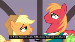 Size: 640x360 | Tagged: safe, screencap, applejack, big macintosh, earth pony, pony, filli vanilli, g4, male, meme, stallion, youtube caption