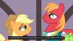 Size: 640x360 | Tagged: safe, screencap, applejack, big macintosh, earth pony, pony, filli vanilli, g4, male, meme, stallion, youtube caption