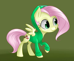 Size: 1280x1066 | Tagged: safe, artist:solweig, fluttershy, g4, clothes, costume, creeper, creepershy, female, minecraft, parody, solo