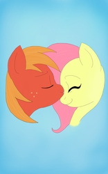 Size: 800x1280 | Tagged: dead source, safe, artist:hannahbananablue, big macintosh, fluttershy, earth pony, pony, g4, base used, kissing, male, nose kiss, ship:fluttermac, shipping, stallion, straight