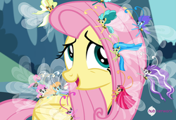 Size: 700x479 | Tagged: safe, screencap, breezette, citrus park, fluttershy, ghostberry, seabreeze, star breeze, twinkle (g4), twirly, breezie, g4, it ain't easy being breezies, female, male, the hub, unnamed breezie, unnamed character