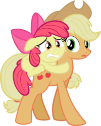 Size: 804x1002 | Tagged: safe, artist:samuel039, apple bloom, applejack, g4, .svg available, scared, simple background, svg, transparent background, vector