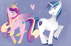 Size: 1280x825 | Tagged: safe, artist:starrypon, princess cadance, shining armor, g4, female, heart, male, straight
