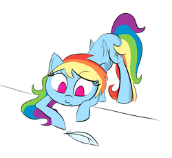 Size: 1467x1341 | Tagged: safe, artist:carla-92, rainbow dash, soarin', pegasus, pony, g4, :3, cute, eyes on the prize, face down ass up, feather, female, male, mare, messy mane, ship:soarindash, shipping, smiling, solo, straight