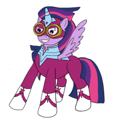 Size: 880x907 | Tagged: safe, artist:doctorspectrum, twilight sparkle, alicorn, pony, g4, clothes, costume, female, goggles, mare, masked matter-horn costume, power ponies, solo, spandex, twilight sparkle (alicorn)