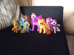 Size: 2592x1936 | Tagged: safe, applejack, pinkie pie, rainbow dash, rarity, sunset shimmer, twilight sparkle, oc, alicorn, pony, g4, brushable, collection, customized toy, female, mare, toy, twilight sparkle (alicorn)