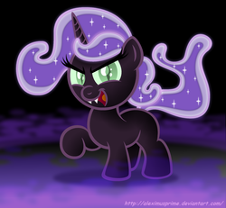 Size: 1280x1185 | Tagged: safe, artist:aleximusprime, sweetie belle, g4, fangs, female, glare, nightmare sweetie belle, smiling, solo