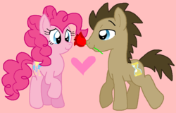 Size: 910x584 | Tagged: safe, artist:heartinarosebud, doctor whooves, pinkie pie, time turner, g4, doctorpie, female, flower, male, shipping, straight