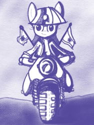 Size: 1301x1734 | Tagged: safe, twilight sparkle, g4, female, monochrome, motorcycle, riding, sketch, solo