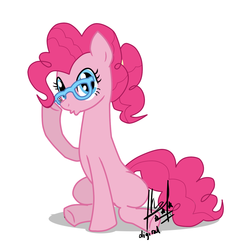 Size: 1423x1392 | Tagged: safe, artist:digiral, pinkie pie, g4, alternate hairstyle, duckface, female, glasses, ponytail, solo