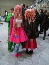 Size: 3312x4416 | Tagged: safe, artist:zeroking2010, pinkie pie, human, g4, charlotte, cosplay, irl, irl human, photo, puella magi madoka magica