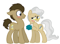 Size: 1024x757 | Tagged: safe, artist:blakicat, doctor whooves, mayor mare, time turner, earth pony, pony, g4, blushing, doctor mayor, duo, female, male, mare, mareturner, shipping, simple background, stallion, straight, transparent background