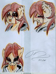 Size: 778x1026 | Tagged: safe, artist:digitaldomain123, oc, oc only, oc:digital, blushing, colored, expressions, glasses, traditional art, wip