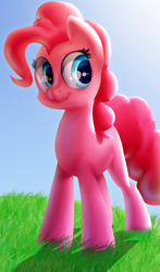 Size: 1000x1700 | Tagged: safe, artist:zoiby, pinkie pie, earth pony, pony, g4, cute, diapinkes, female, grass, mare, solo