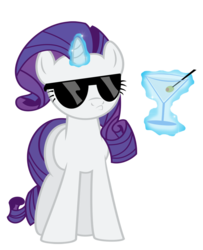 Size: 786x966 | Tagged: safe, artist:flare-chaser, rarity, g4, badass, female, james bond, martini, simple background, solo, sunglasses, swag, transparent background, vector