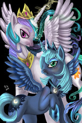 Size: 1185x1761 | Tagged: safe, artist:php154, princess celestia, princess luna, g4, duo