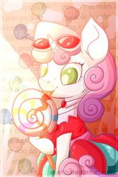 Size: 1000x1500 | Tagged: safe, artist:evehly, sweetie belle, g4, candy, cute, female, lollipop, solo