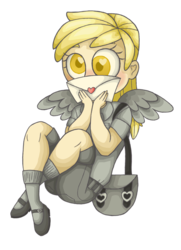 Size: 600x827 | Tagged: safe, artist:catlikeacat, derpy hooves, human, g4, female, humanized, letter, mailbag, mailpony, simple background, solo, transparent background, winged humanization