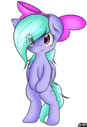 Size: 2000x2930 | Tagged: safe, artist:freefraq, flitter, pony, semi-anthro, g4, :t, bipedal, bow, cute, female, flitterbetes, fluffy, hair bow, looking at you, simple background, smiling, solo, transparent background